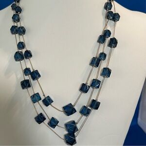 Talbots Blue and Gold Fashion Necklace- Adjustable and Fabulous